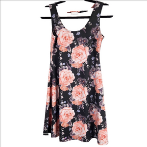 Floral Sleeveless Dress - Black and Pink Size Medium